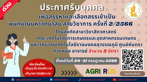 ประกาศรับสมัครบุคคลเพื่อสรรหาและเลือกสรรเป็นพนักงานมหาวิทยาลัยสายวิชาการ ครั้งที่ 2/2566